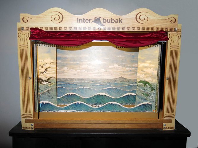 Wooden Puppet Theatre Basic with LED + 12 Puppets included