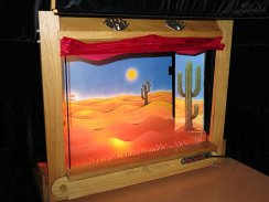 Wooden Puppet Theatre Classic with lighting + 18 Puppets