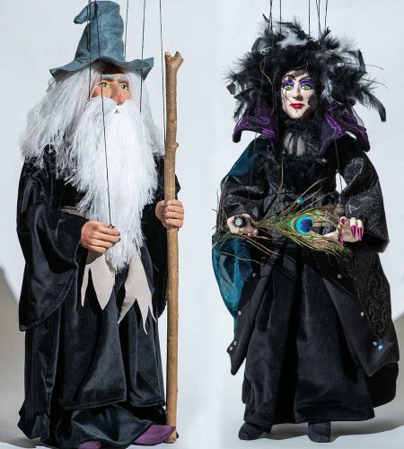 Wizard and Witch 55cm – Bargain set of 2 puppets