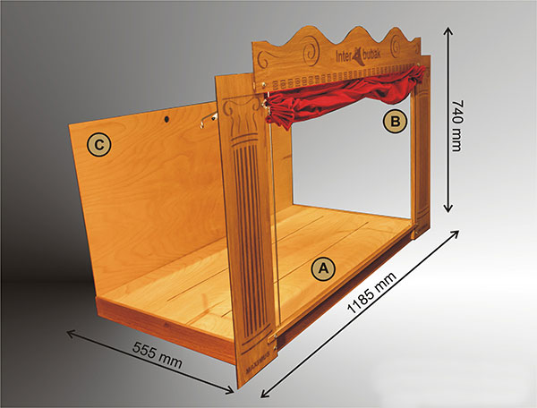Wooden Puppet Theatre Maximus with lighting